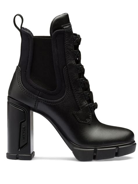 prada black lace up boots|prada chunky heel ankle boots.